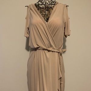 Hale Bob Vintage Taupe Open Shoulder Dress